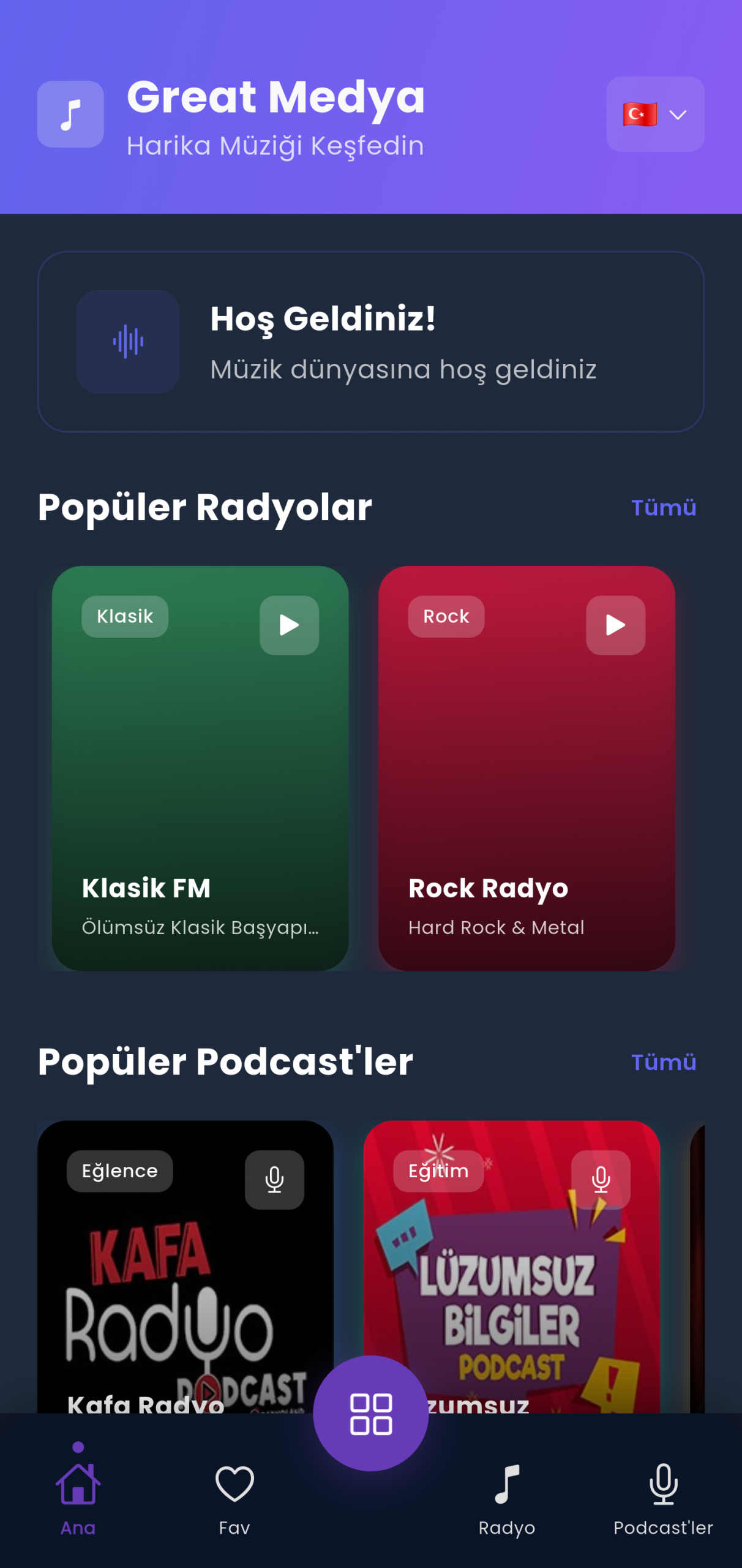 Great Medya Turkish application home screen